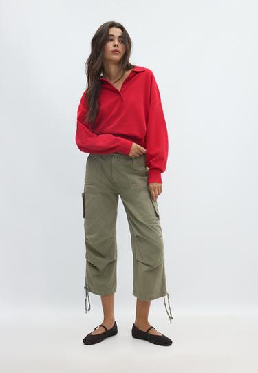 Polo collar knit jumper — Red 2