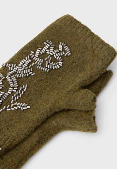 Beaded mittens — Khaki 5