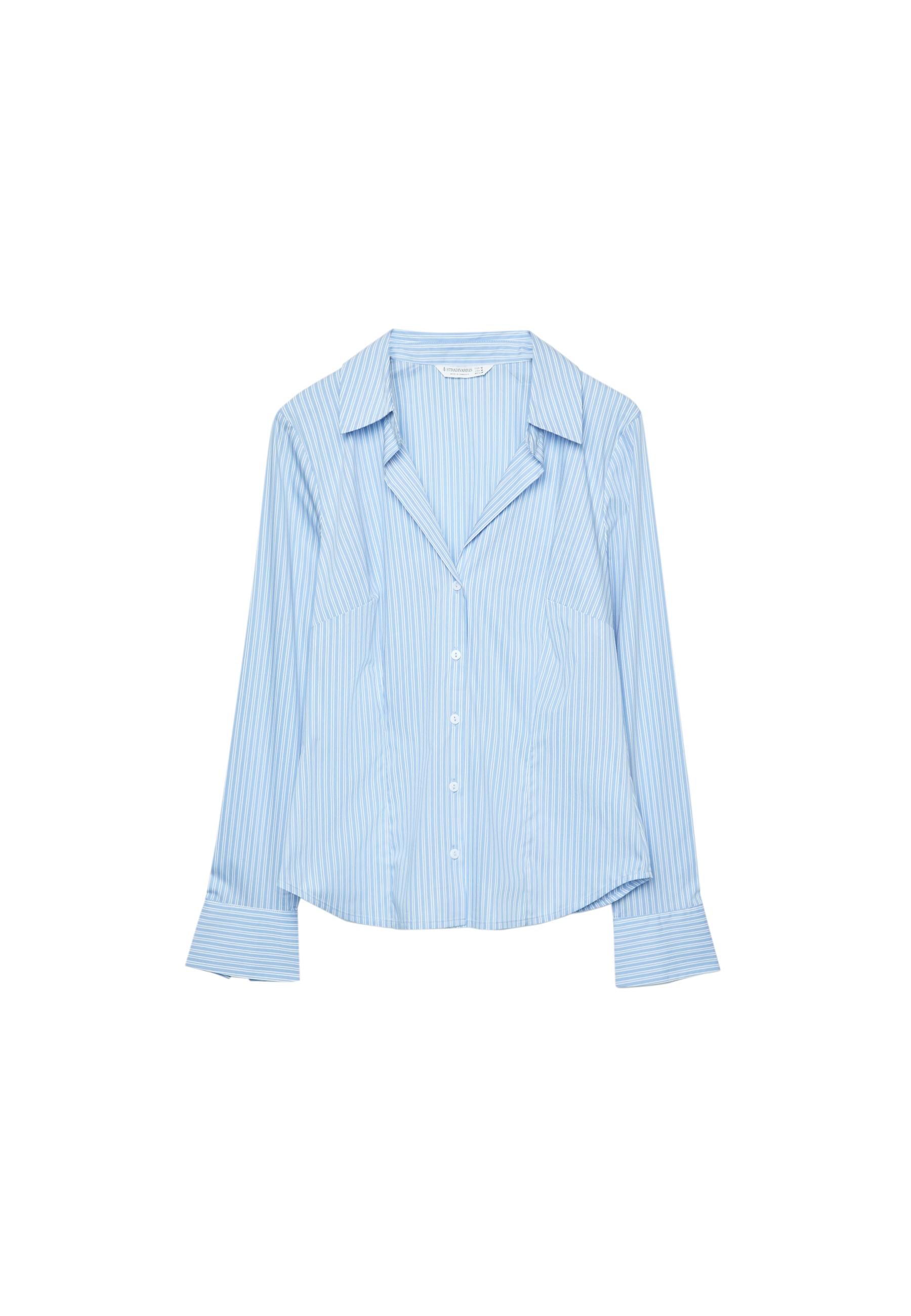 Basic striped fitted shirt — Sky blue