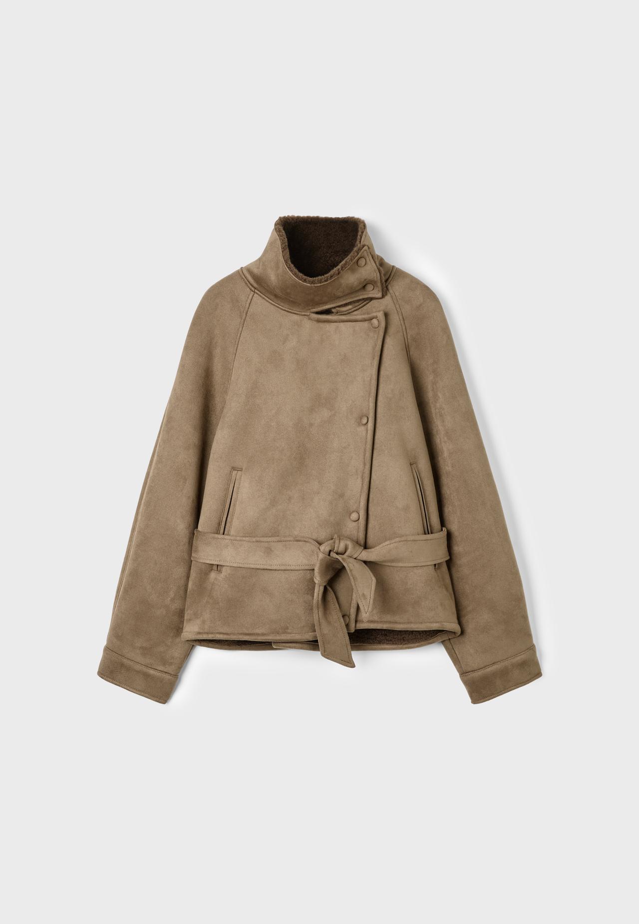 Faux suede double-faced jacket — camel