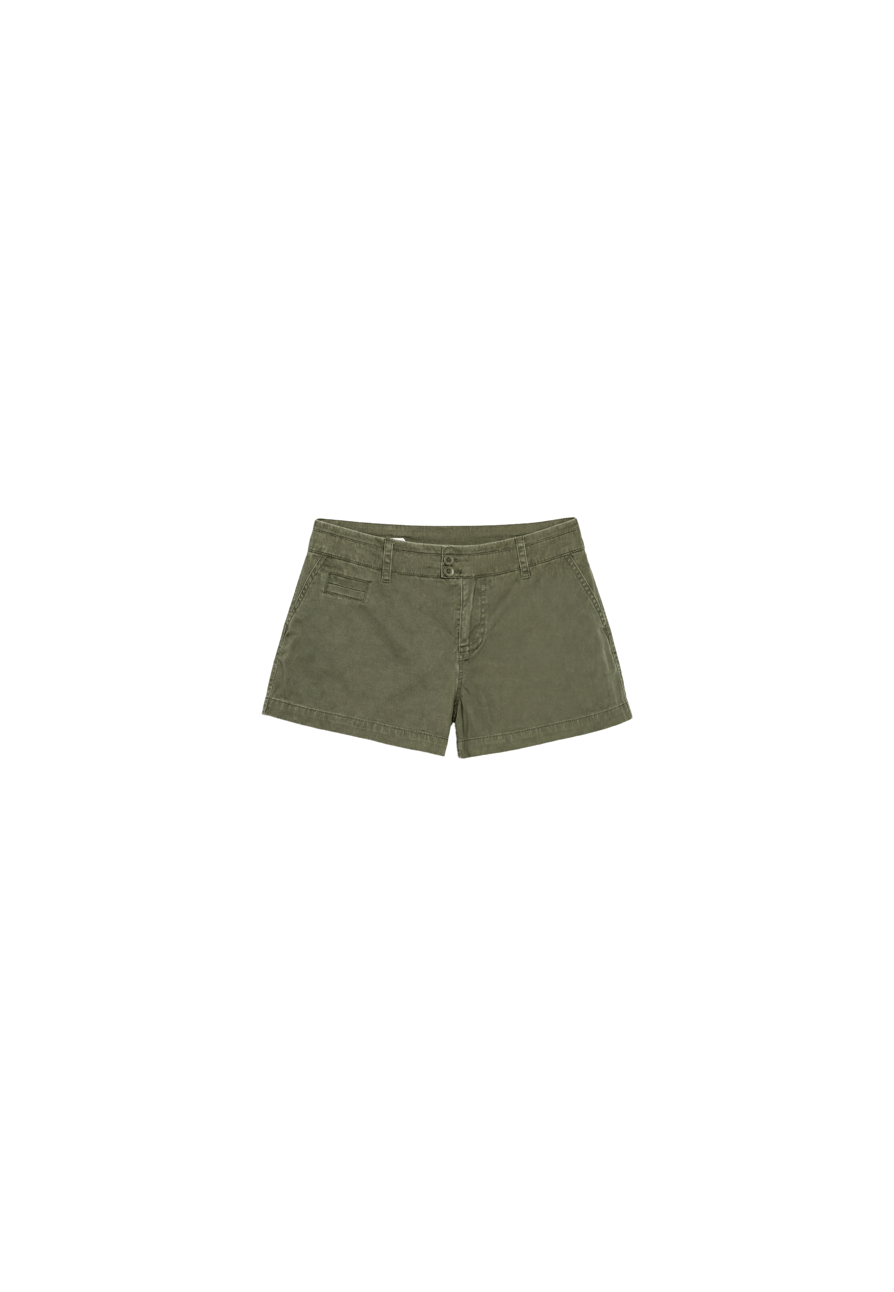 Double-button mini shorts — Khaki