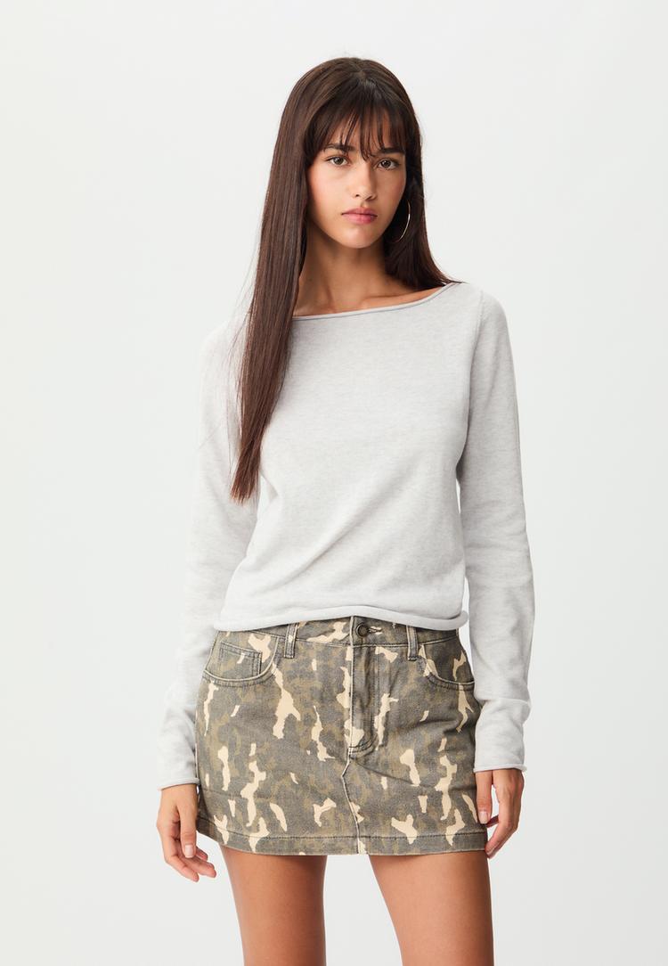 fitted trui met boothals