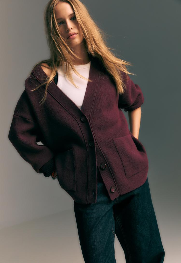 cardigan regular in maglia con bottoni