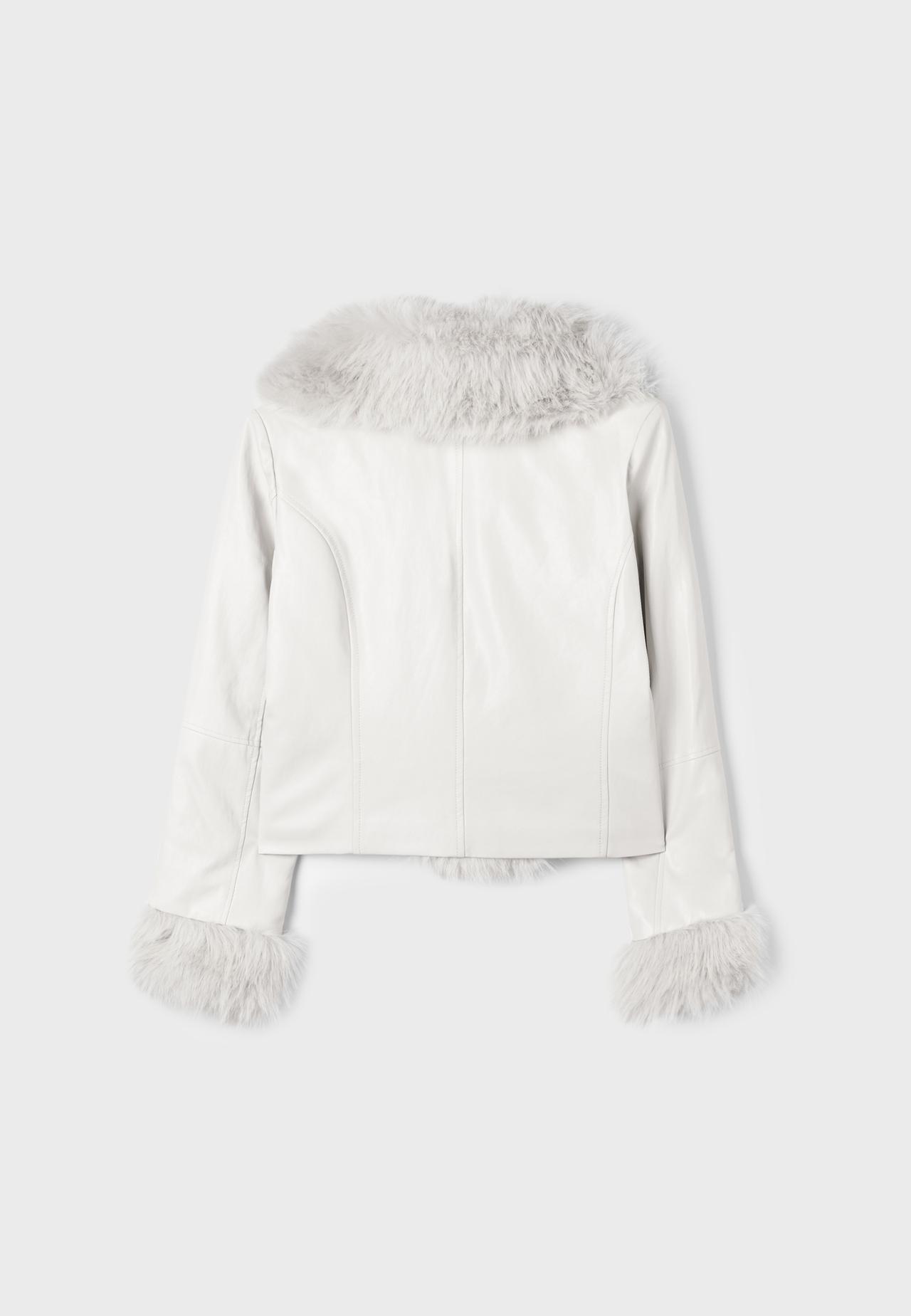 Faux fur collar jacket — Vanilla
