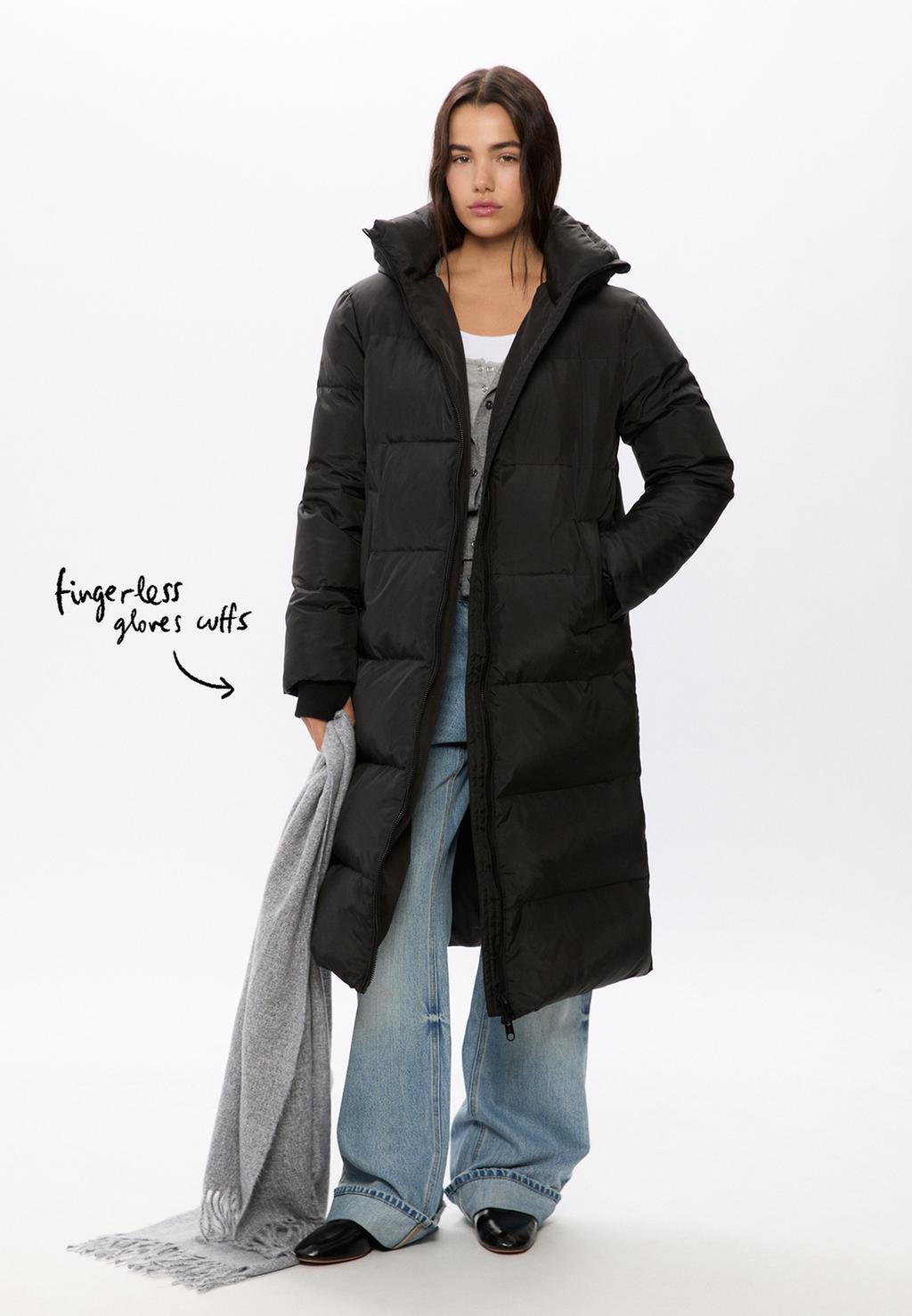 Manteau long rembourré en plumes