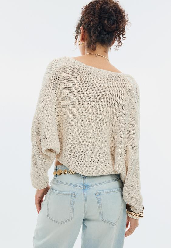 batwing sleeve knit cardigan with tie