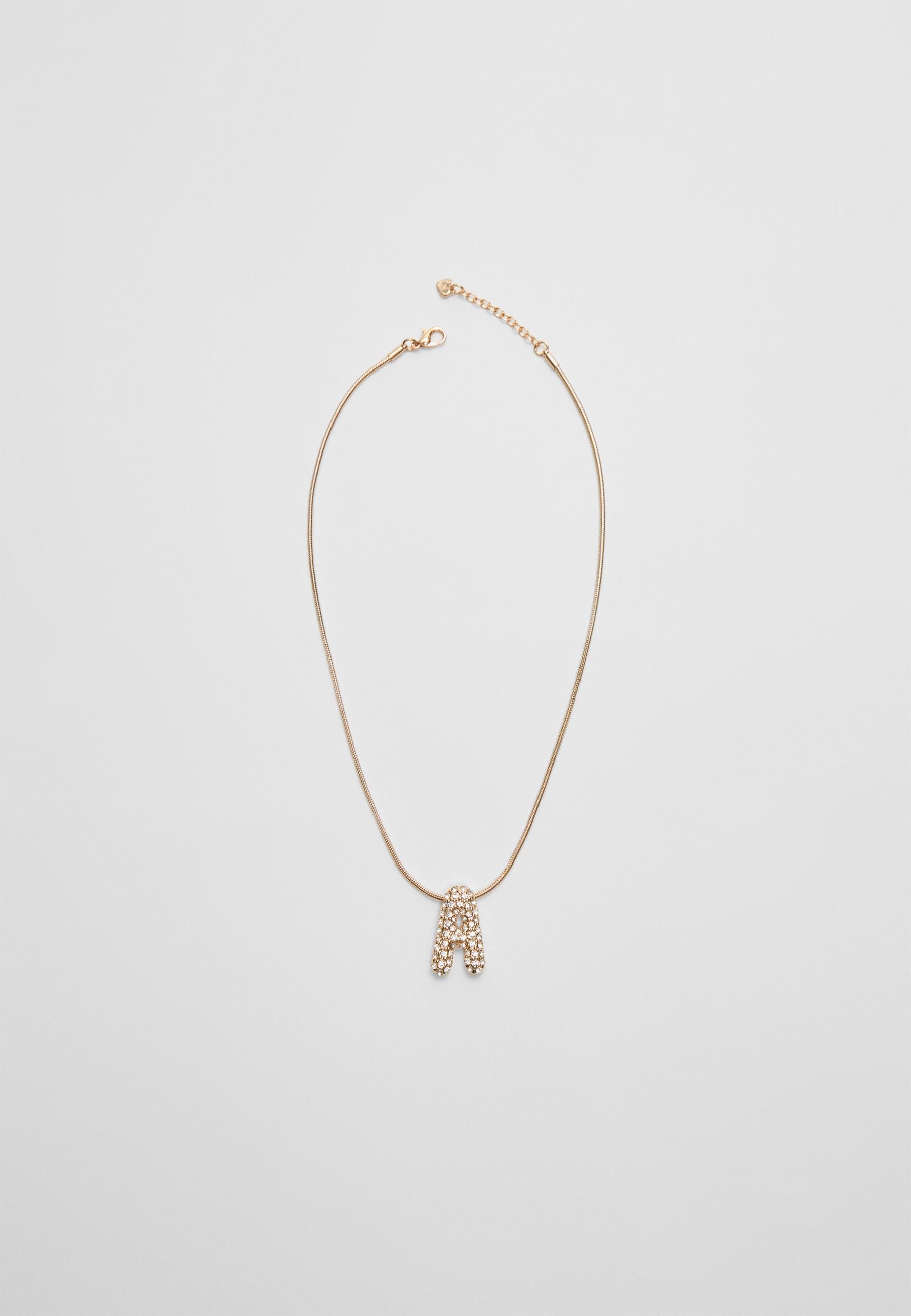 Necklace with rhinestone initial - Women's fashion