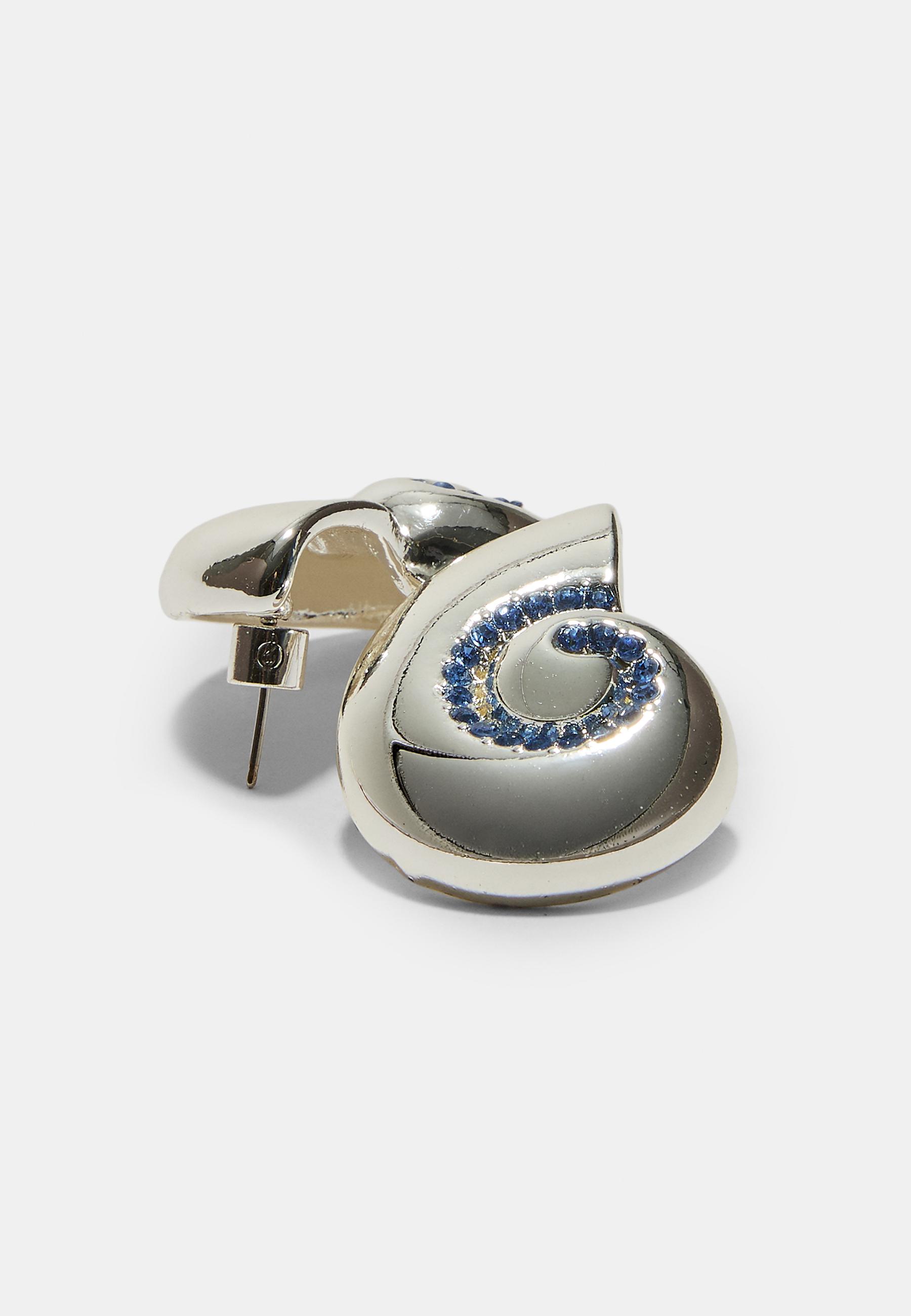 Seashell rhinestone earrings — Grey