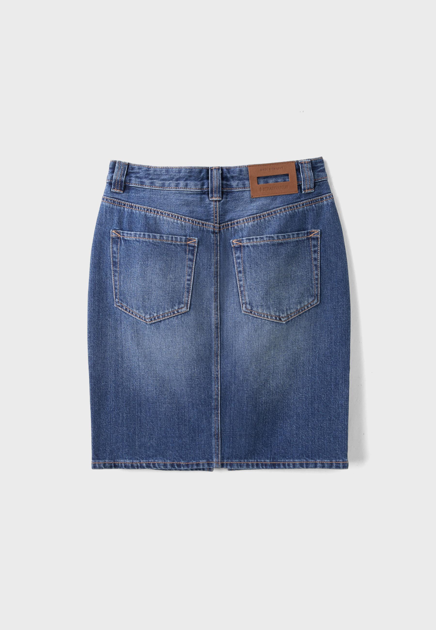 Denim midi skirt — MEDIUM DENIM WASH