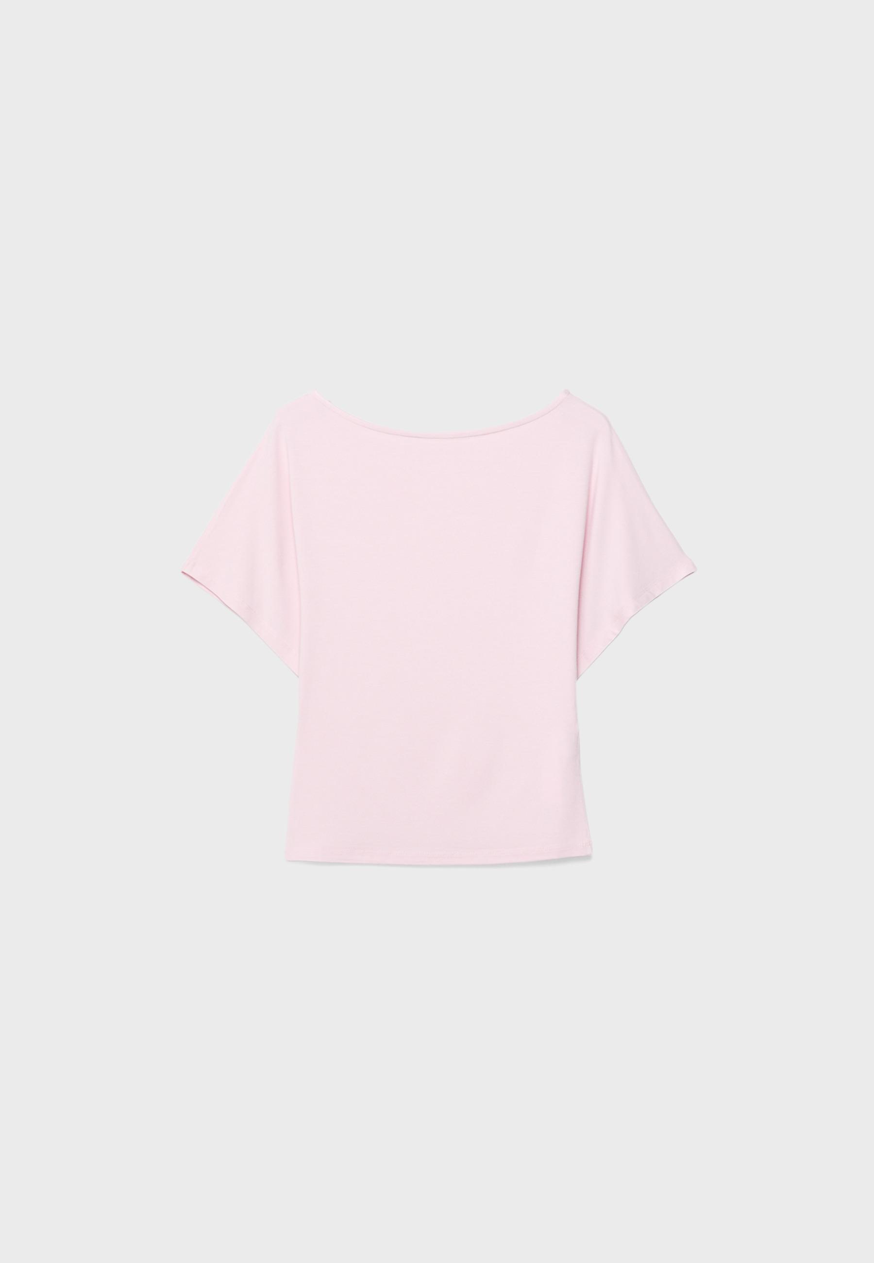 Short sleeve boat neck T-shirt — Salmon pink