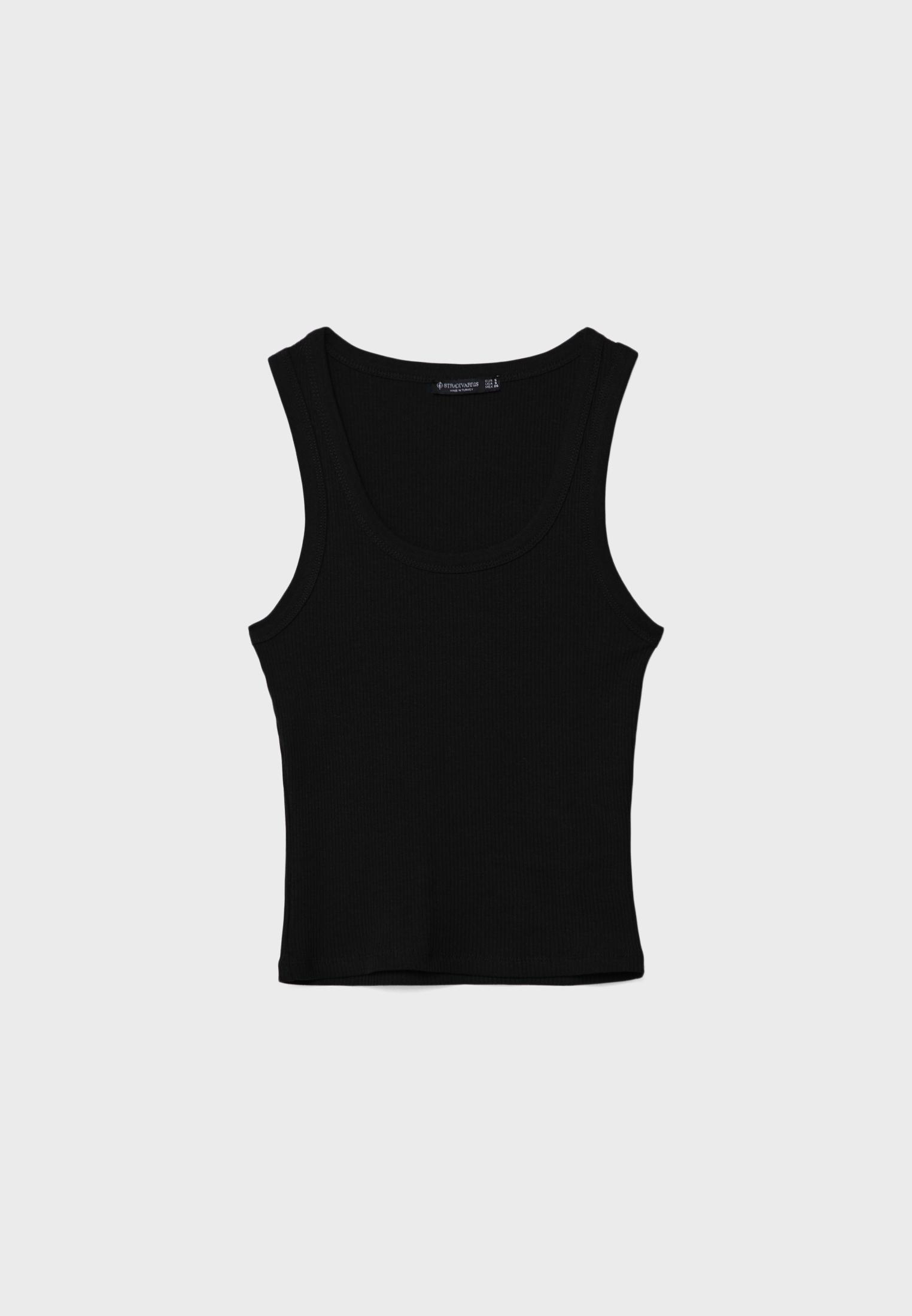 Ribbed racerback T-shirt - Women's fashion | Stradivarius