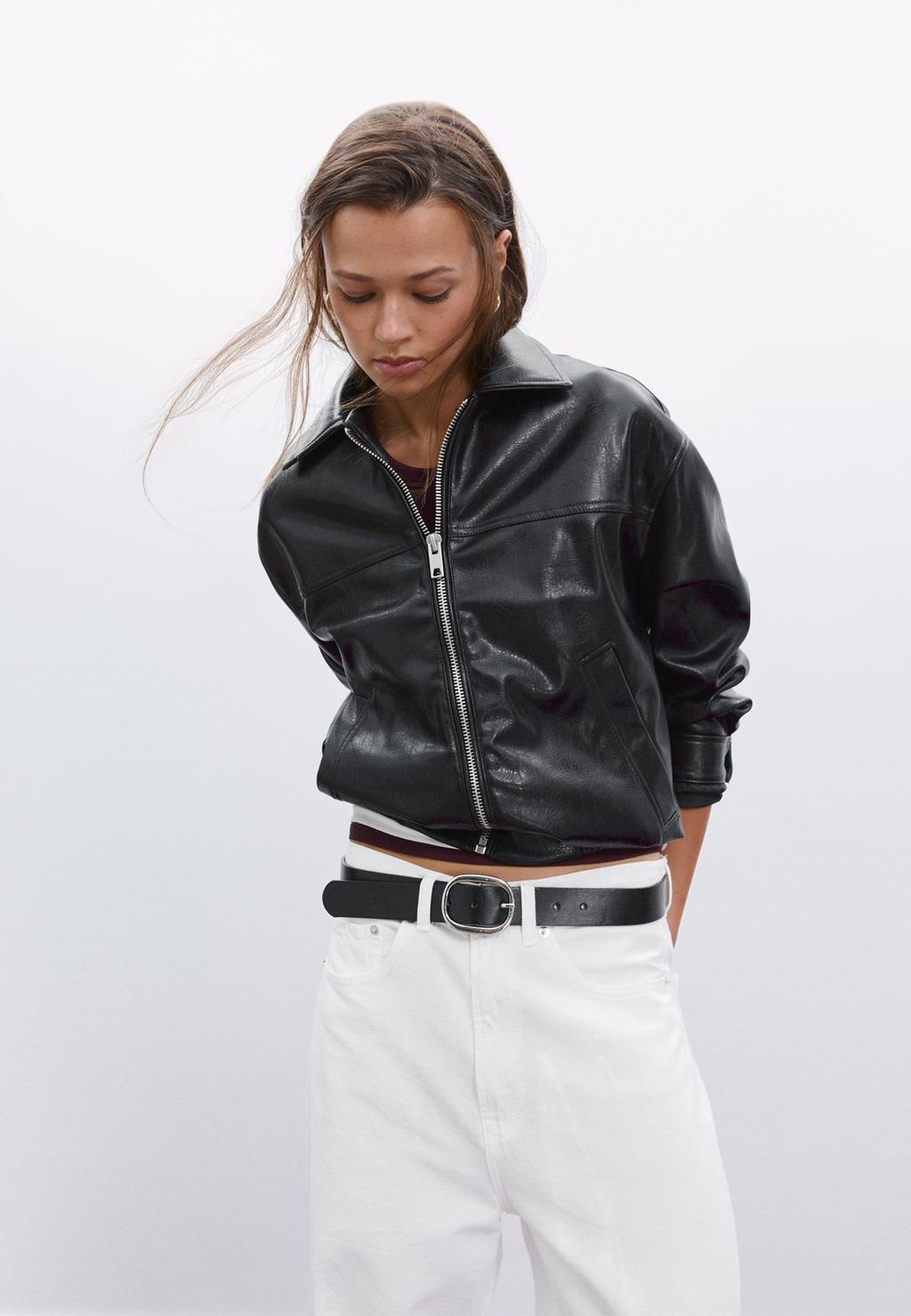 Oversize-Blouson aus Kunstleder