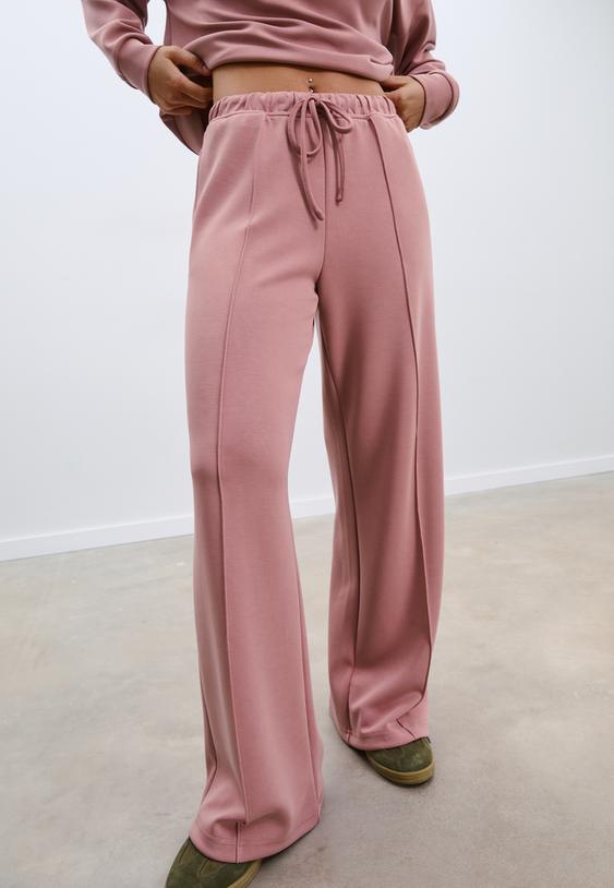 soft touch wide leg jogger trousers with front seam detail