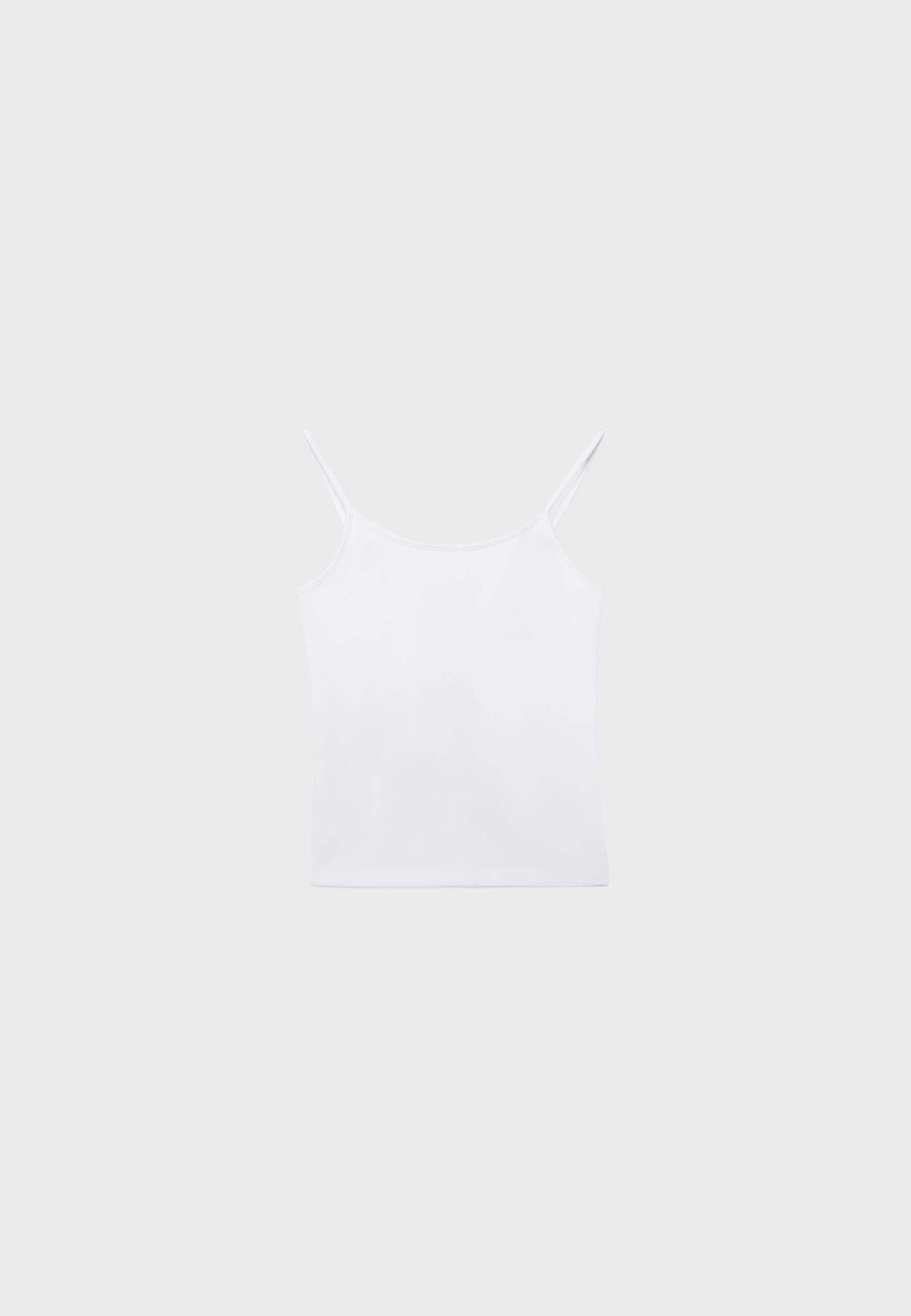 B07 Ribbed strap top — White
