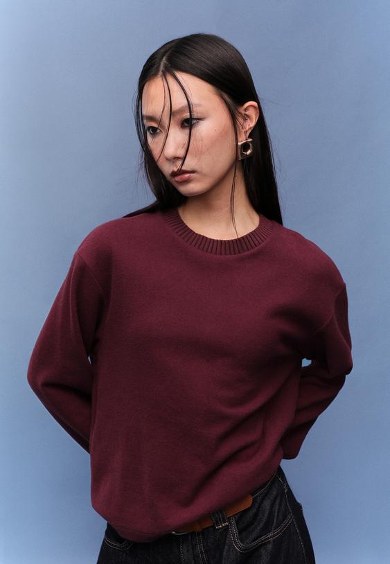 camiseta de punto cuello redondo