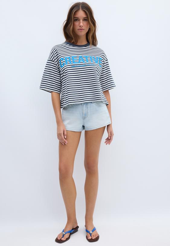 camiseta manga corta rayas estampado