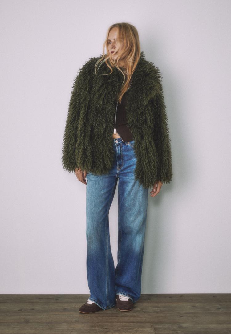 manteau mi long fausse fourrure