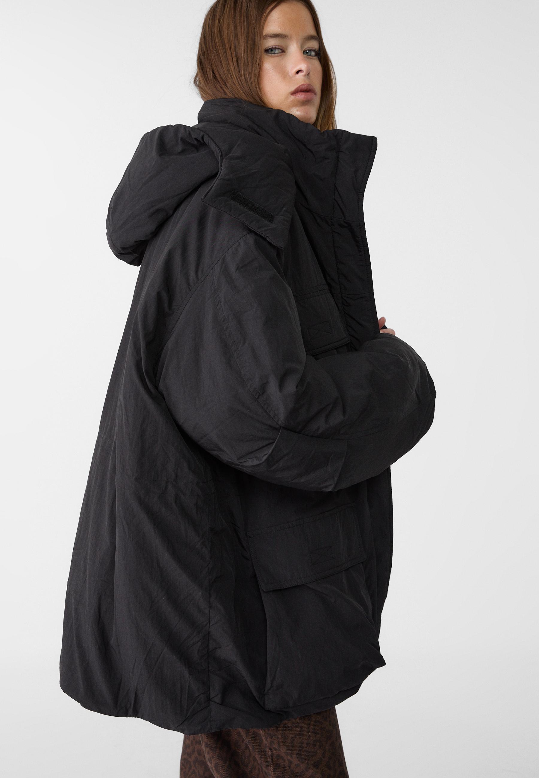 Oversized puffer parka with pockets