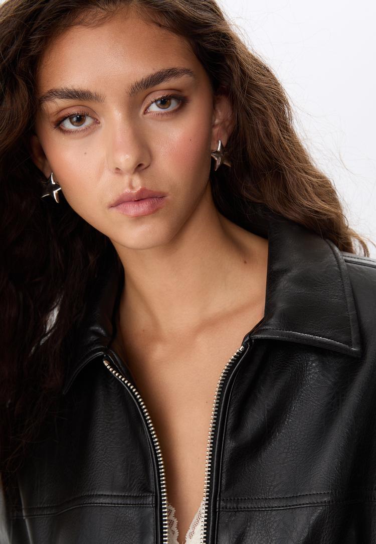 oversize faux leather jacket