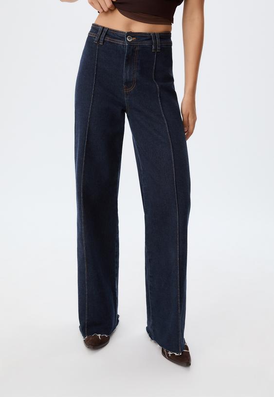 d63 wide leg jeans with seams