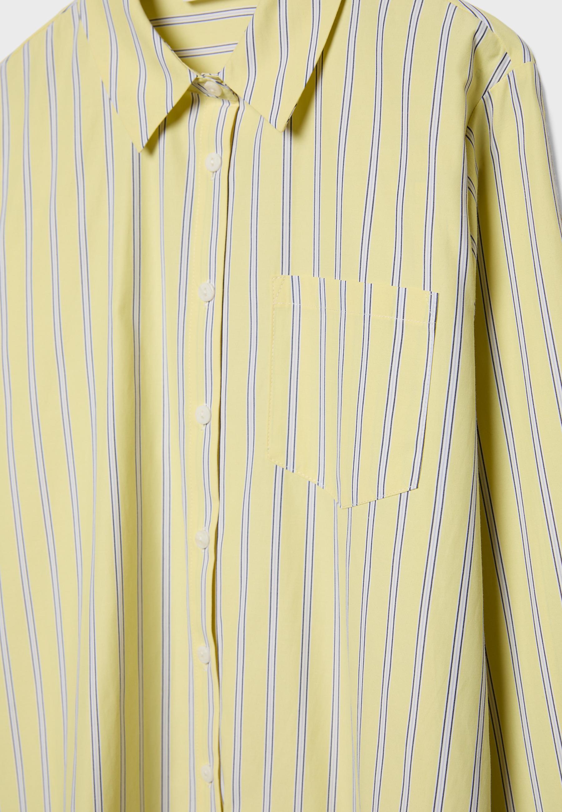 Basic çizgili poplin cepli gömlek - Görsel 8