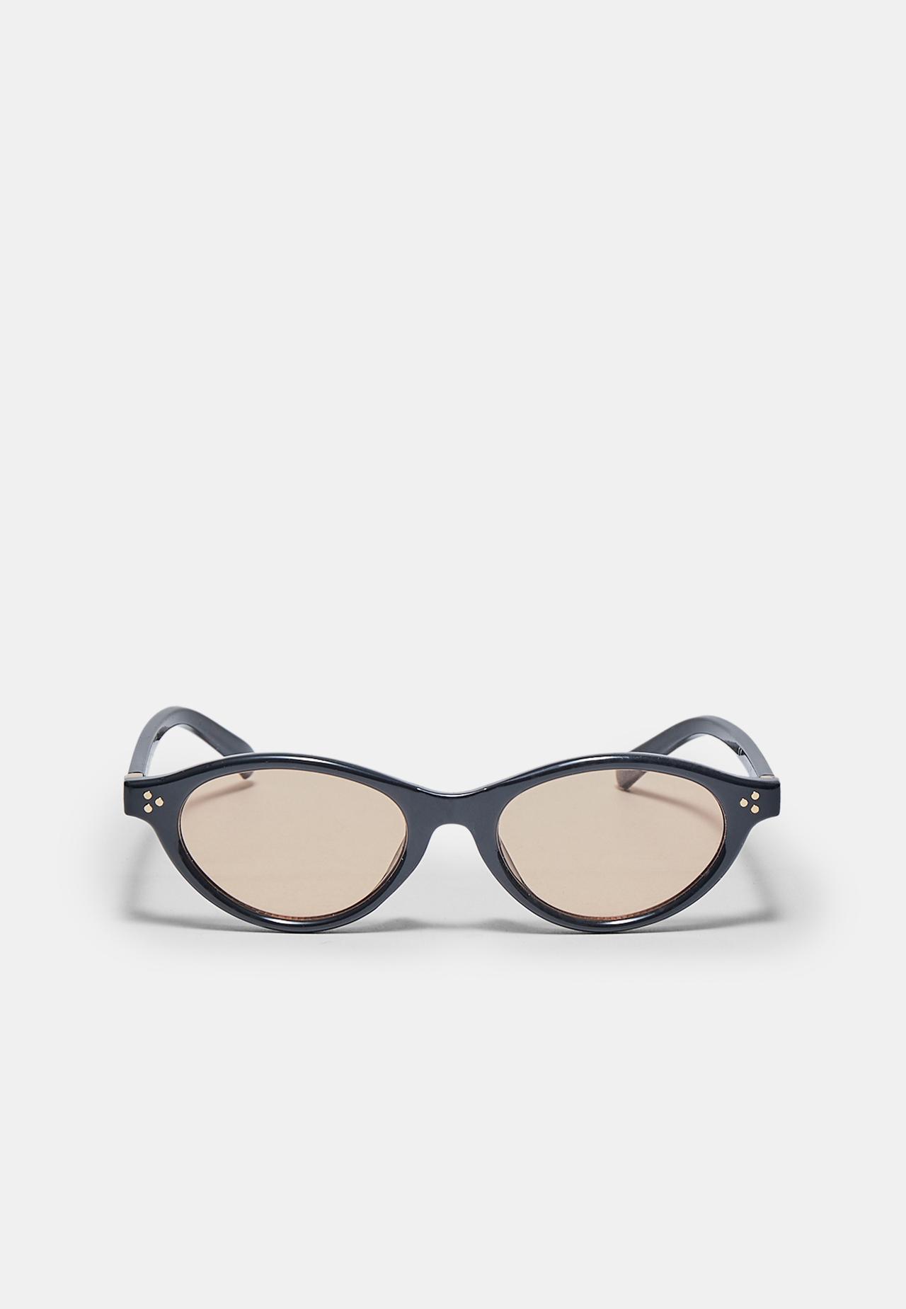 Small oval resin sunglasses — Black