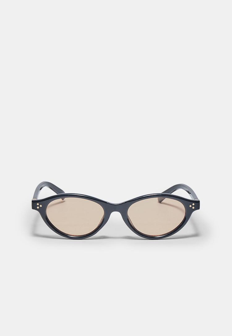 Small oval resin sunglasses — Black