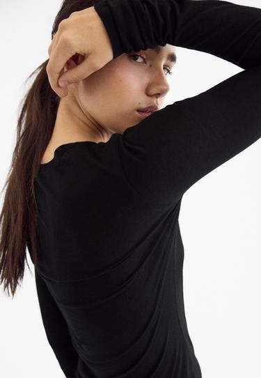 Supima® cotton long sleeve T-shirt — Black 1