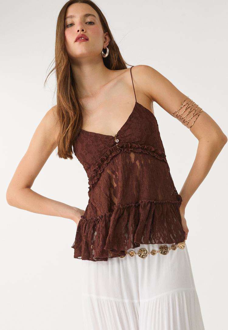 top en dentelle a bretelles