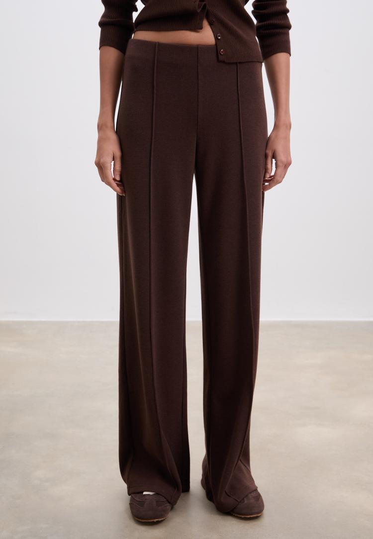 knit trousers with seam detail