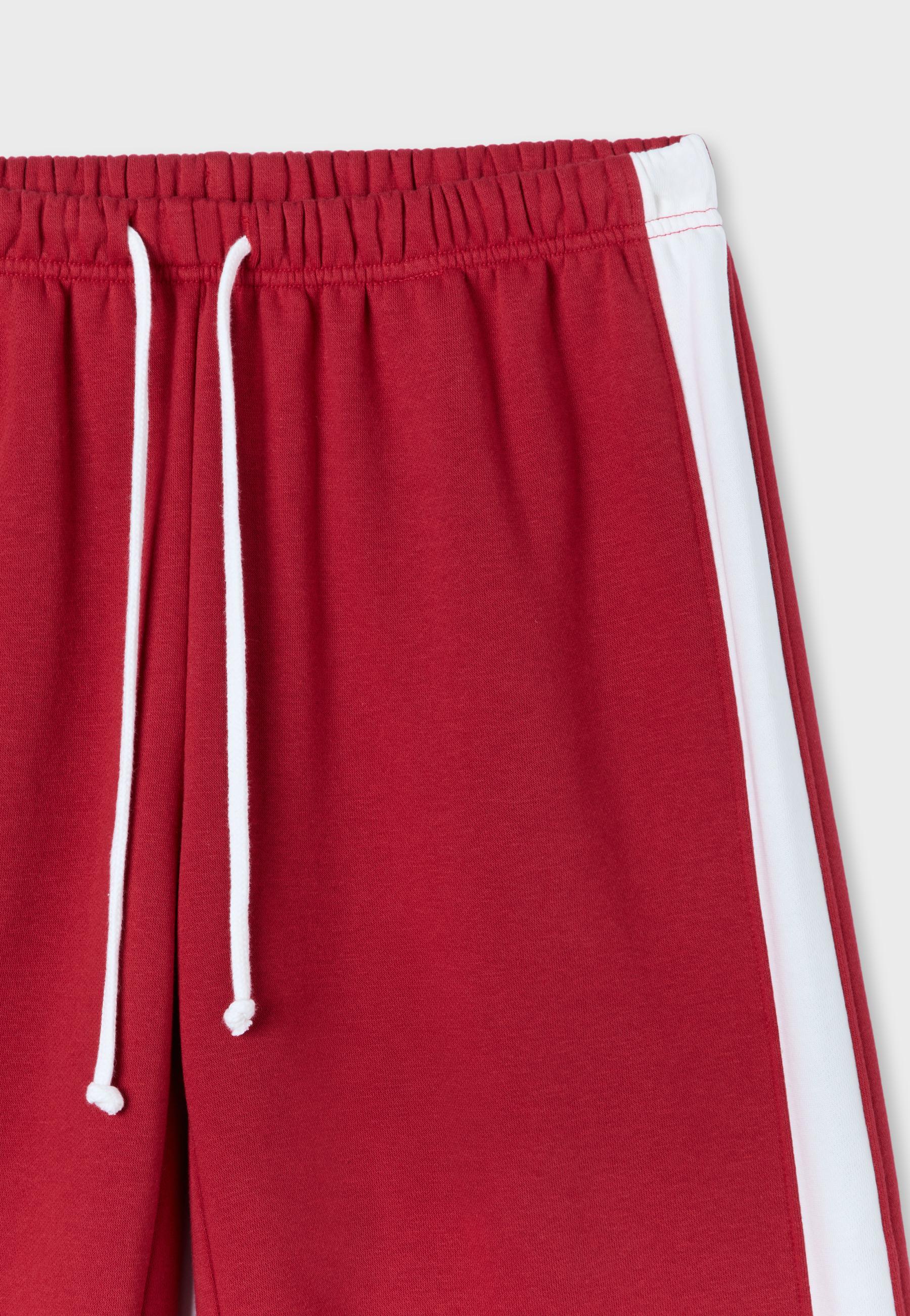 Straight-leg side-stripe joggers — Red