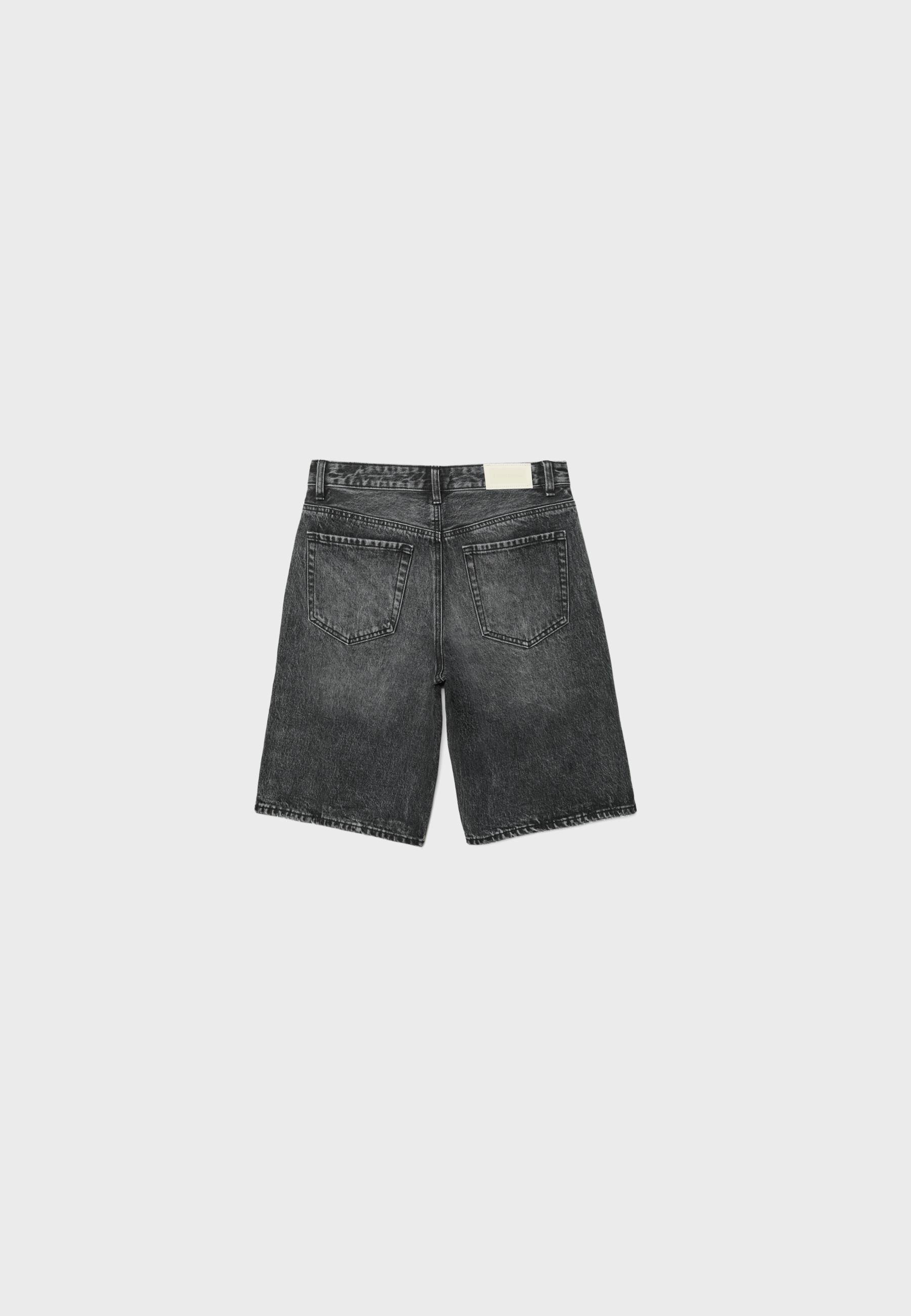 Baggy denim Bermuda shorts — DARK GREY DENIM WASH