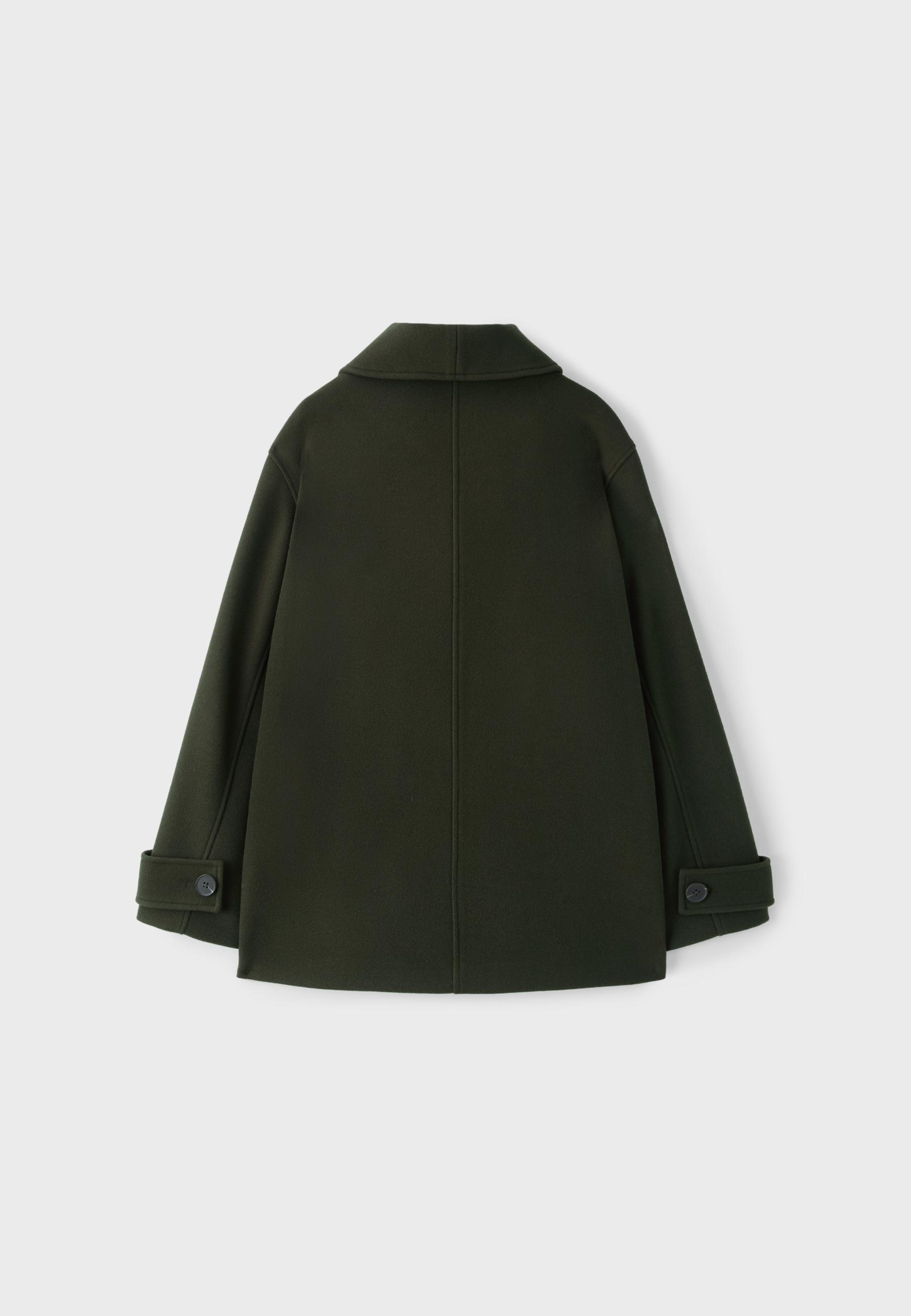 Shawl neck short coat — Khaki
