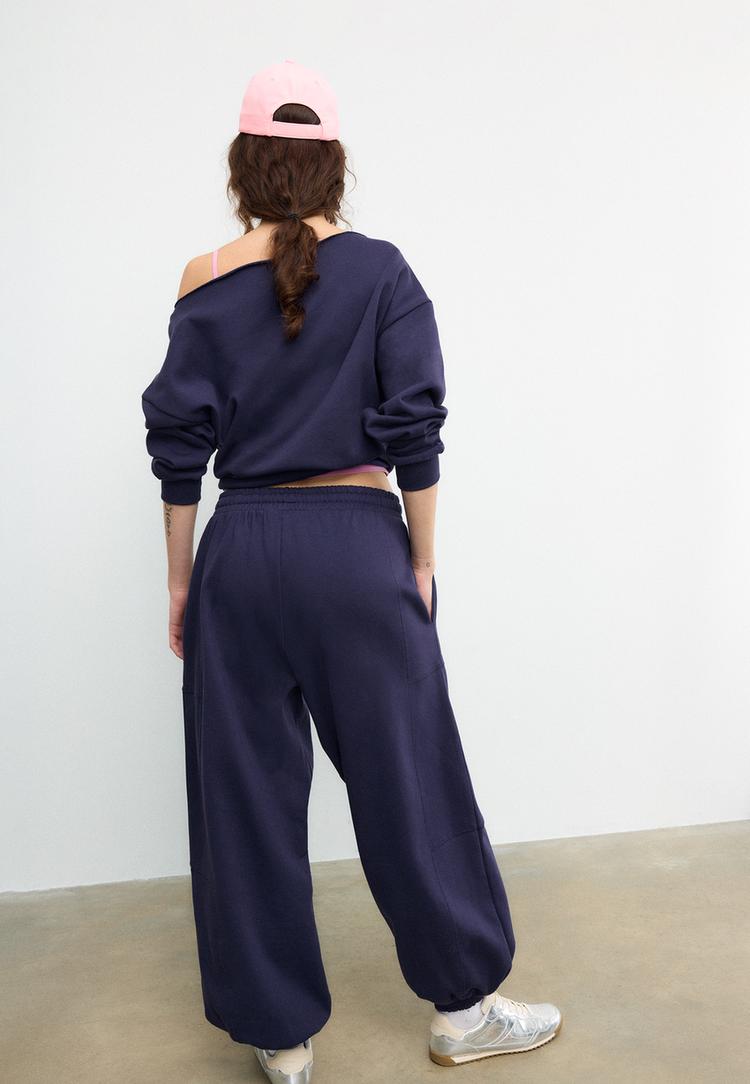 pantaloni jogger a palloncino in felpa