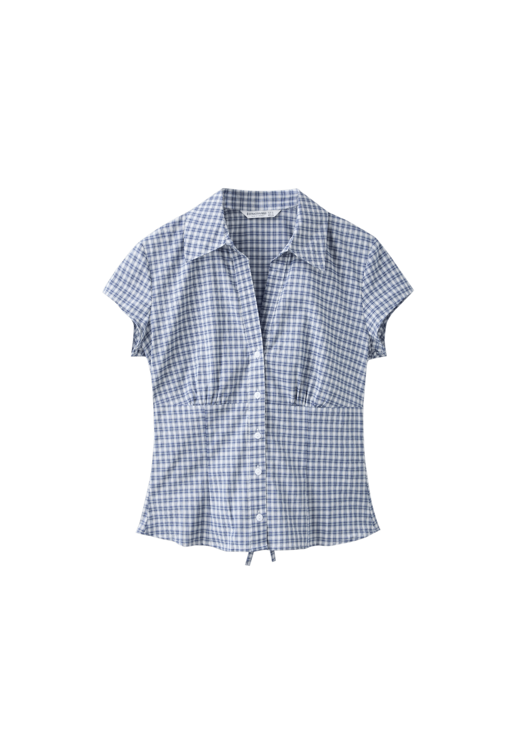 Short sleeve under-bust seam shirt — Navy blue