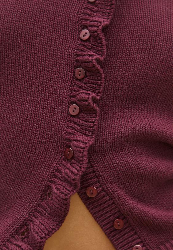 knit cardigan with buttons and ruffles