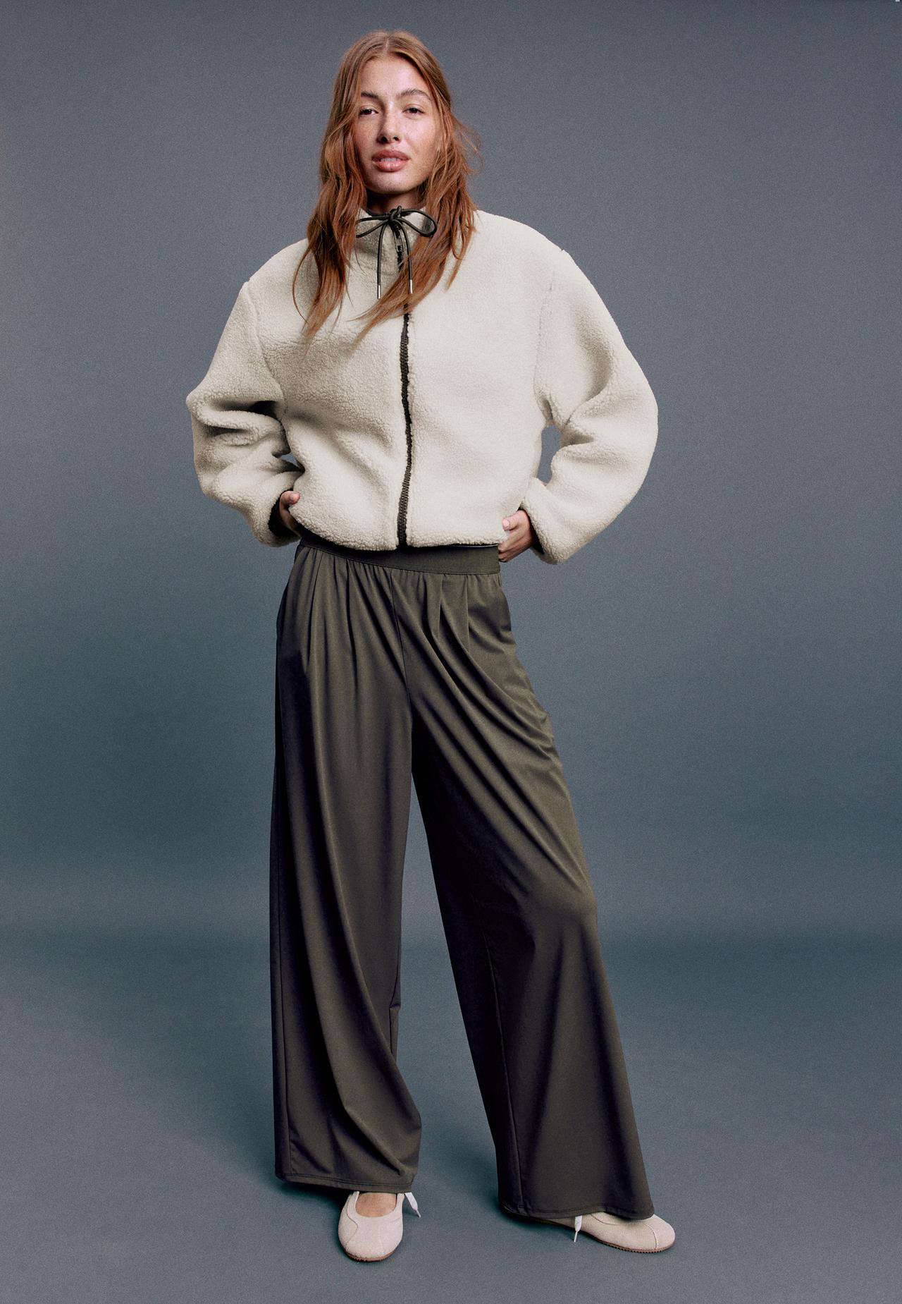 Contrast faux shearling jacket — Vanilla