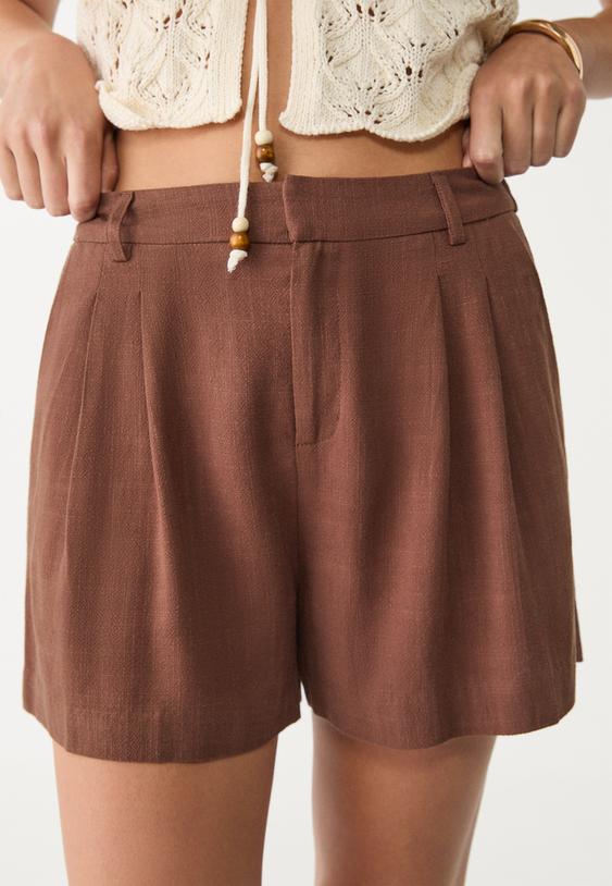 flowing linen blend shorts