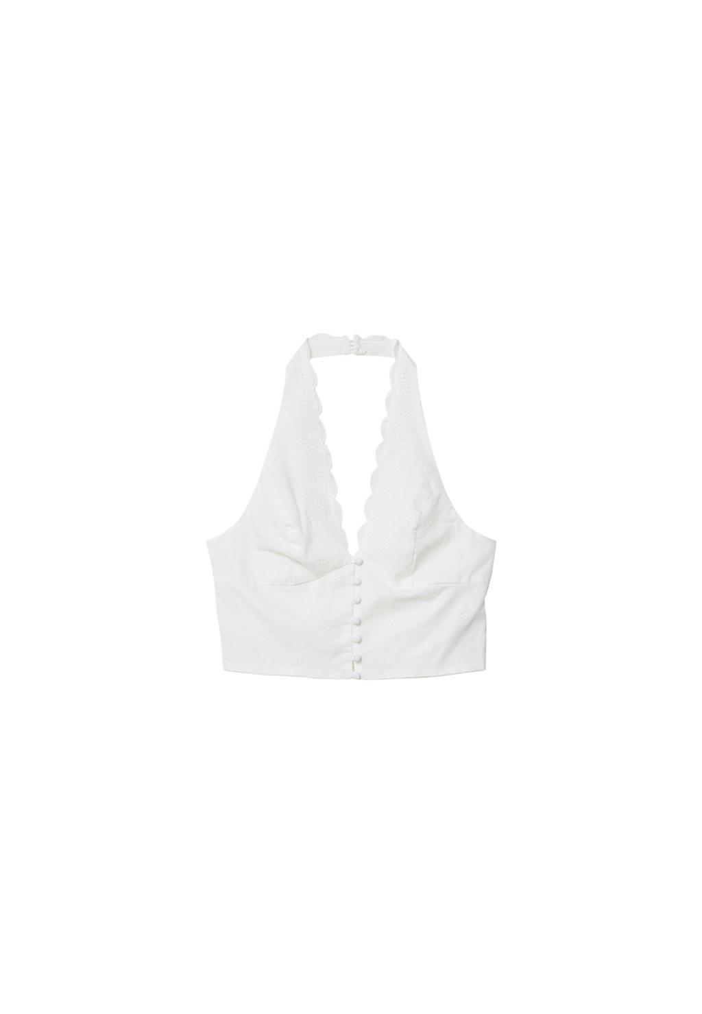 Embroidered halterneck top