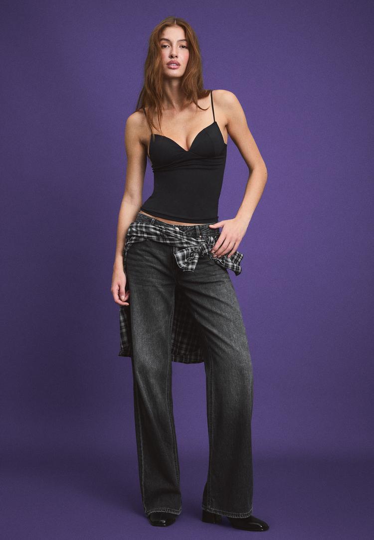 Stradivarius Top Style Boudoir Noir M