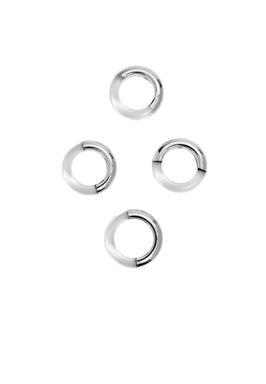 Lot de 4 bagues en métal et transparentes