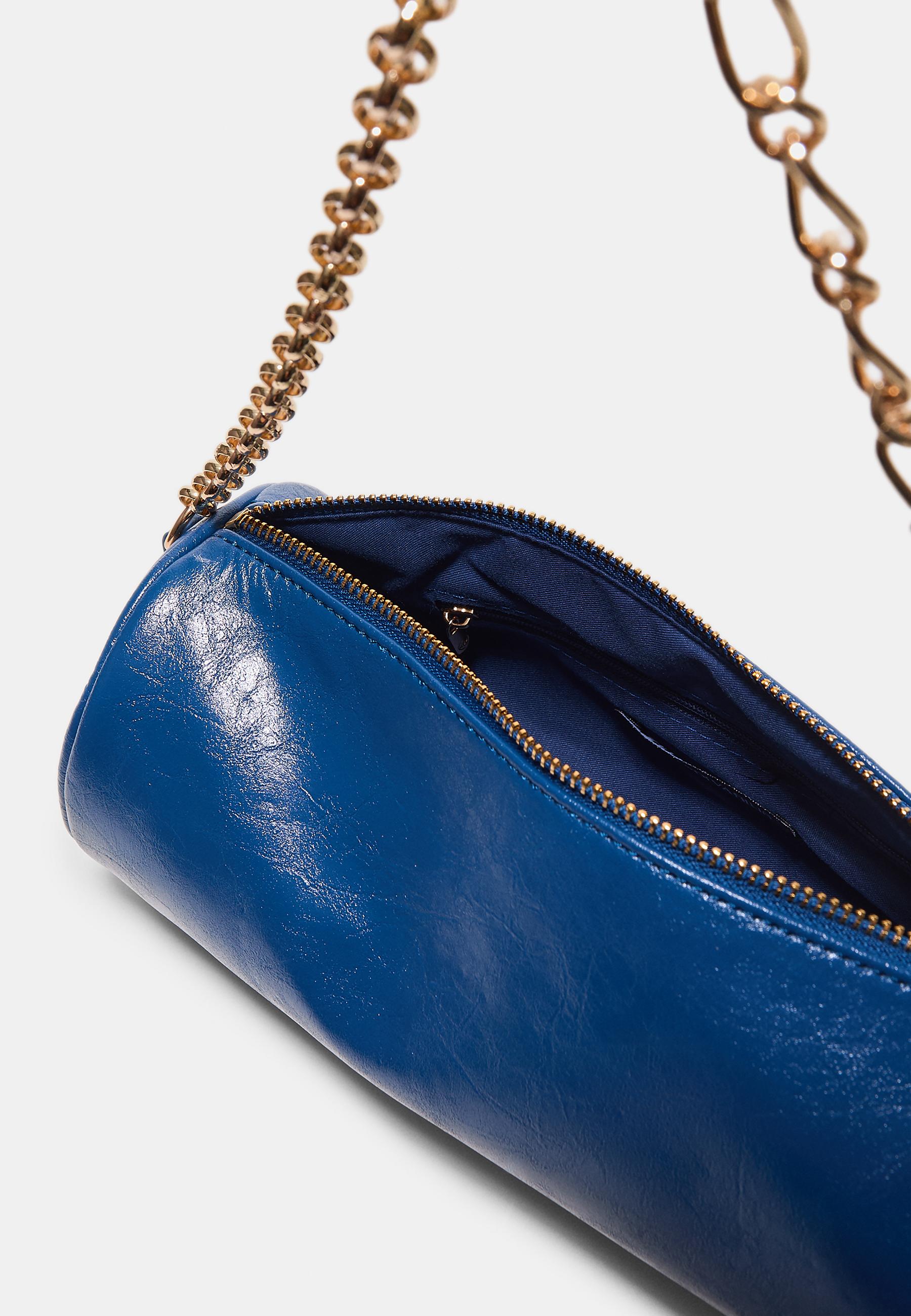Shoulder bag with chain handle — Blue