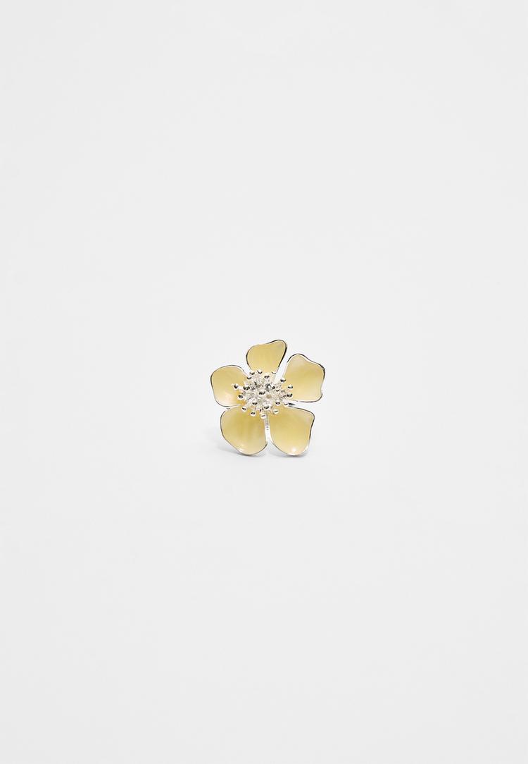 anillo flor esmalte