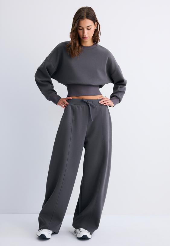 Stradivarius Wide-Leg Jogger Trousers Dark Grey L