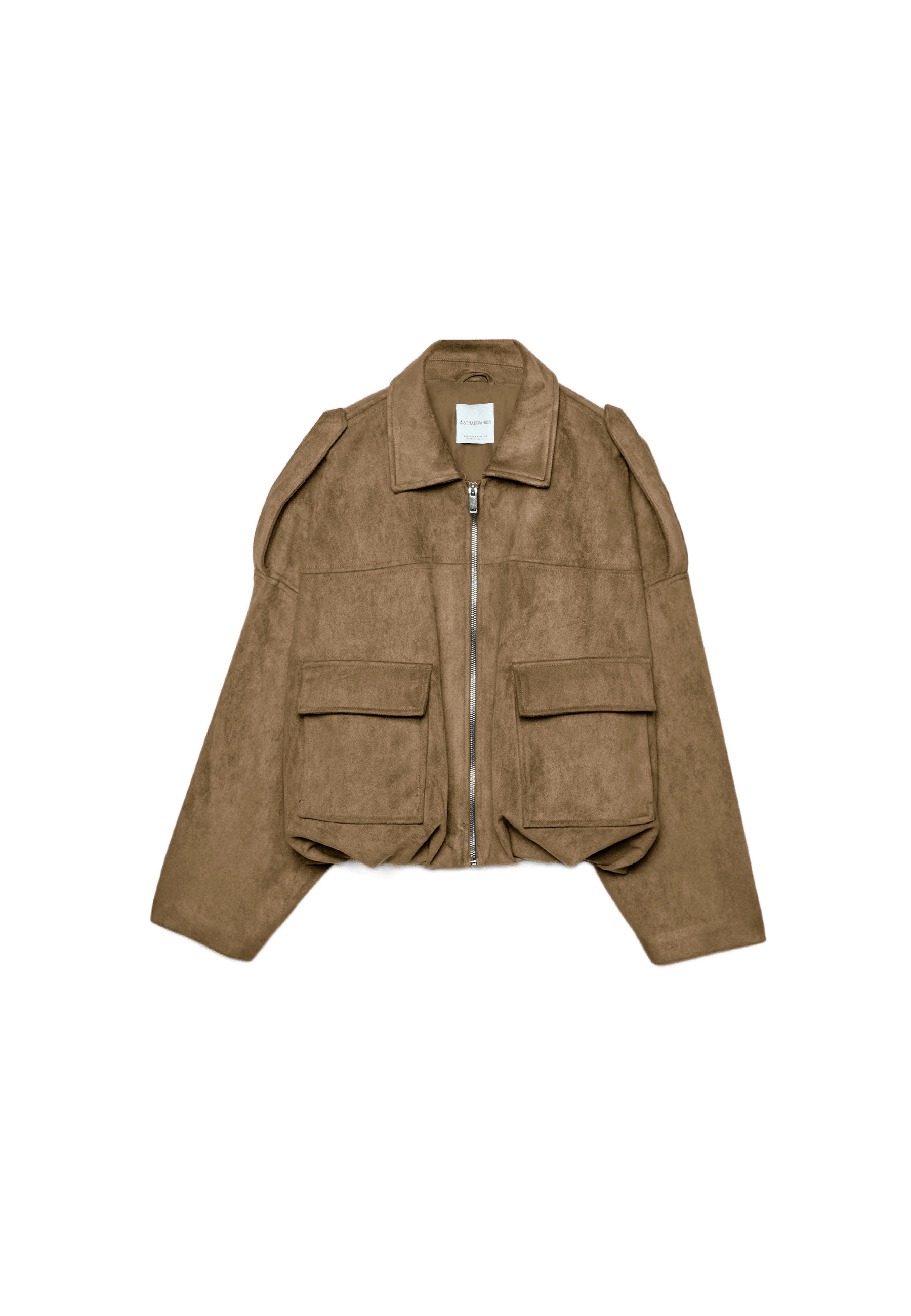 Faux suede bomber jacket — Stone