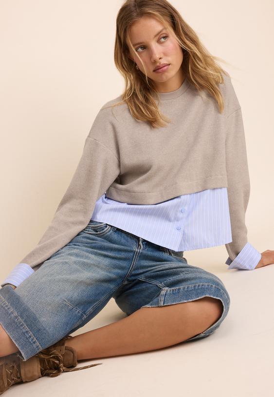 Stradivarius Mixed Fabric Jumper 0-458 M