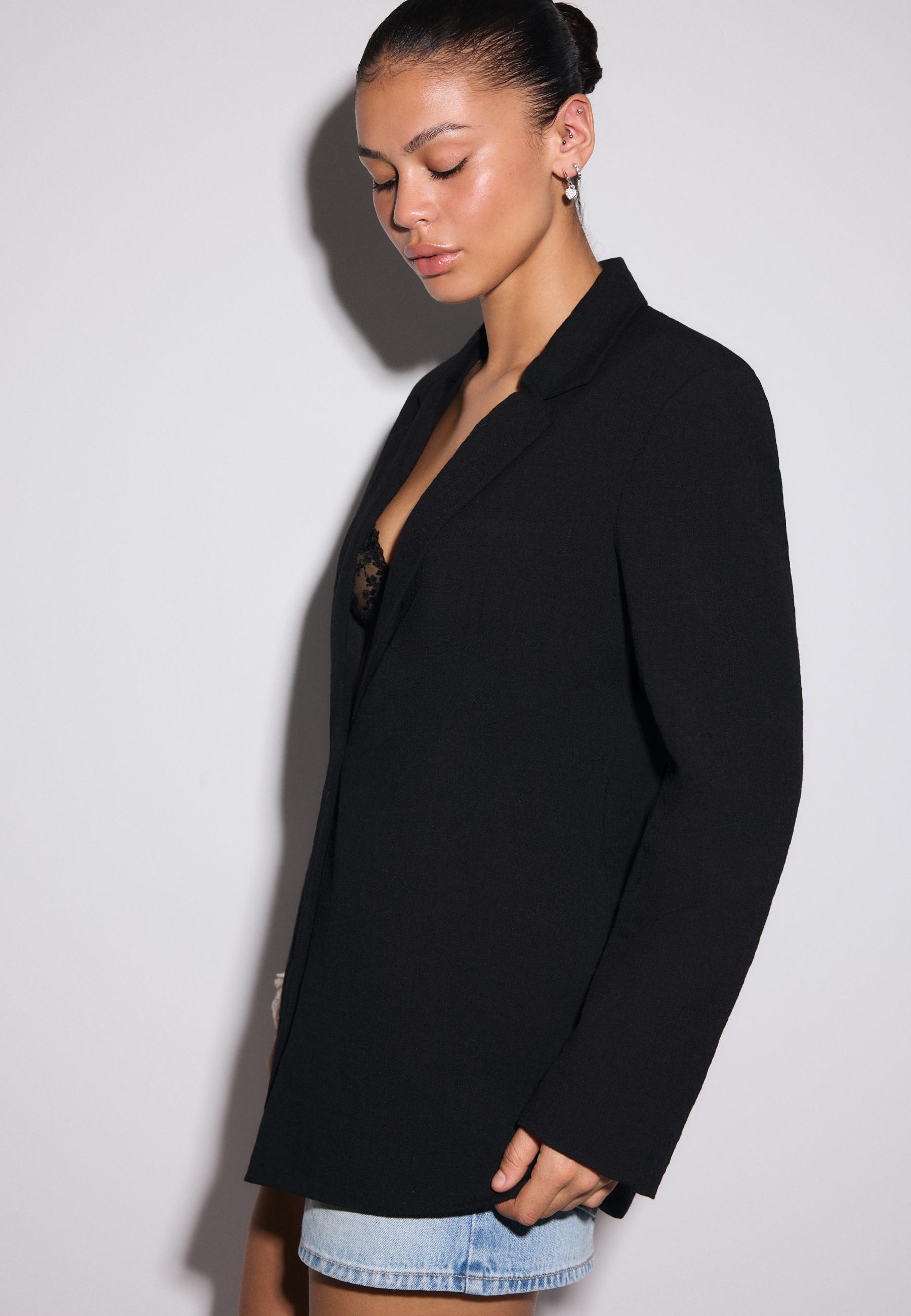Fitted rustic blazer — Black