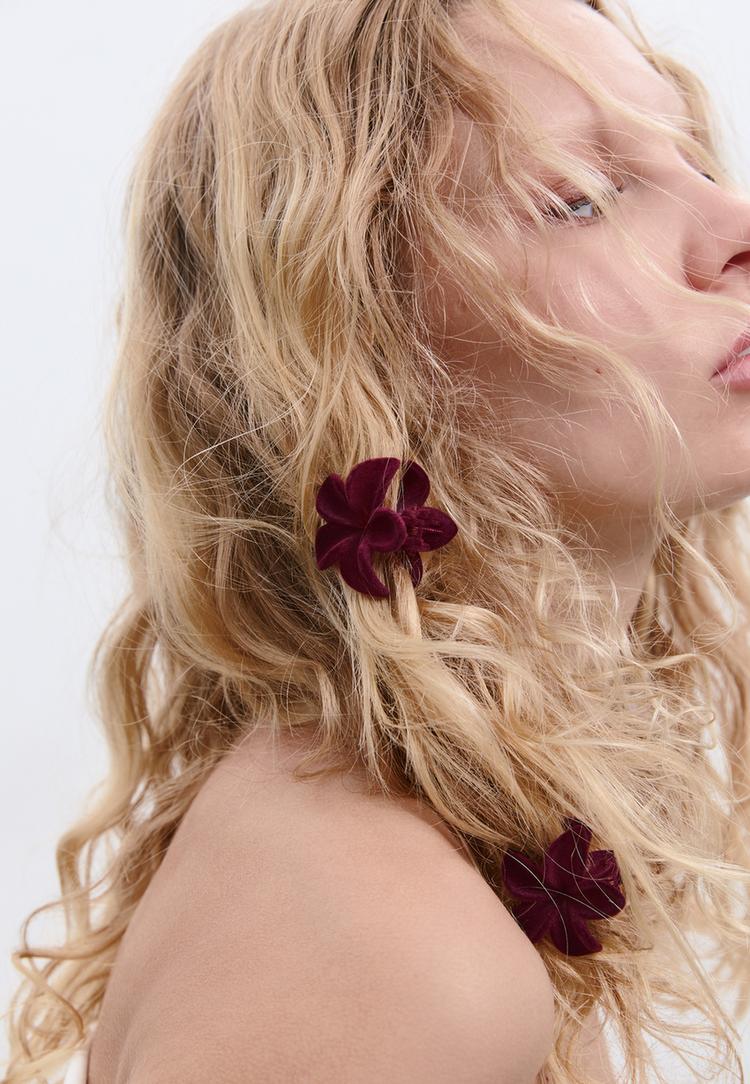 set of 3 floral hair clips