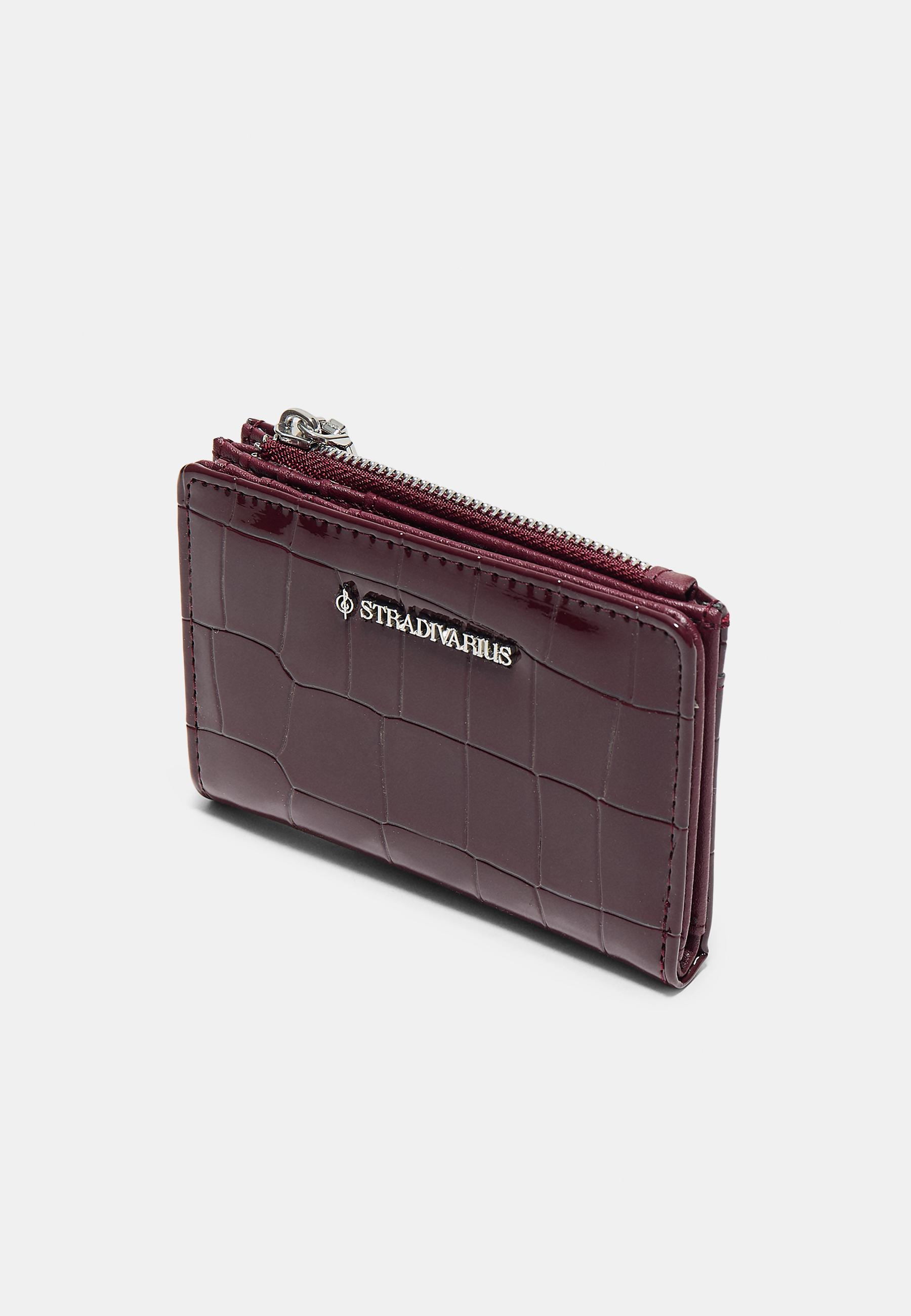 Mock croc card holder purse — Burgundy