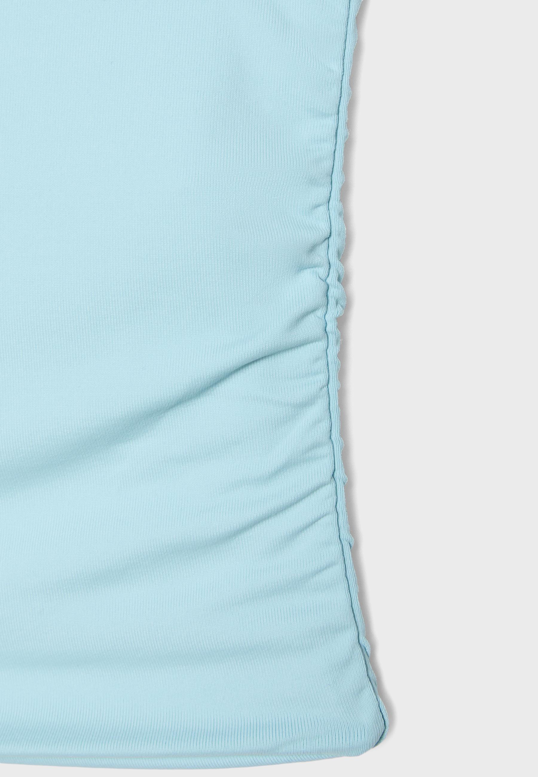 Ruched halter top with neck tie — Turquoise